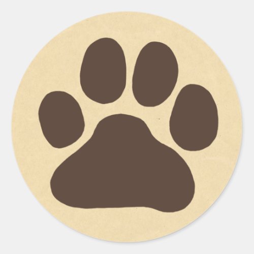 Puppy Dog Paw Print  Cute Canine Footprint Classic Round Sticker