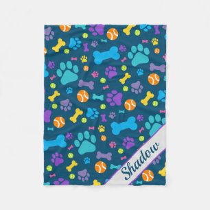 Puppy Dog Paw Print Fleece Blanket