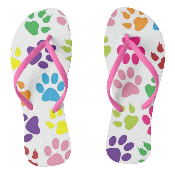 Puppy Dog Paw Print Flip Flops Shoes