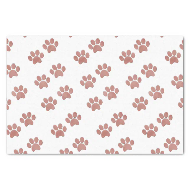 Puppy Dog Paw Prints Trendy Rose Gold Tissue Paper