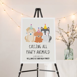 Puppy Dog Pawty Animals Birthday Welcome Foam Board