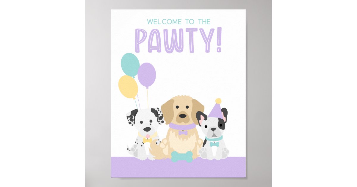 Puppy Dog Pawty Party Theme Poster | Zazzle