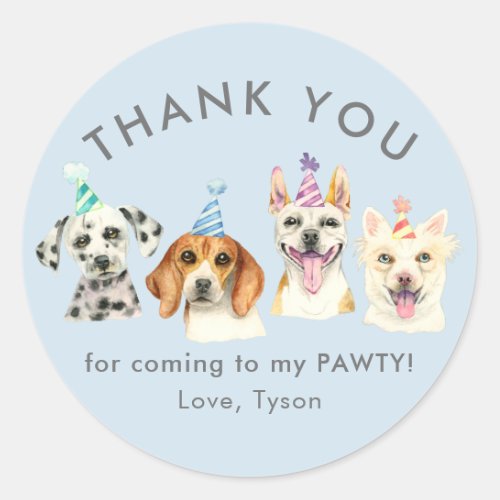 Puppy Dog Pawty Thank You Favor Classic Round Sticker