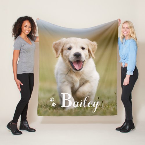 Puppy Dog Personalized Pet Golden Retriever Photo Fleece Blanket
