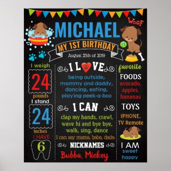 Puppy Dog Pet First Birthday Chalkboard Sign by 10x10us at Zazzle