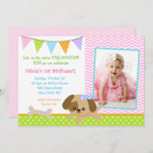 Puppy Dog Photo Birthday Party Invitations (Front/Back)