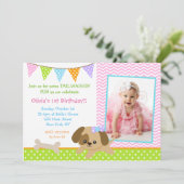 Puppy Dog Photo Birthday Party Invitations (Standing Front)
