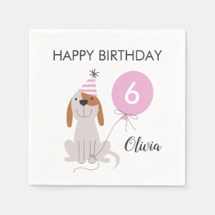 Puppy Dog Pink Birthday Party Napkins