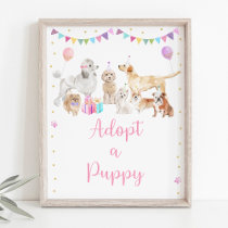 Puppy Dog Pink Girl Adopt A Puppy Sign