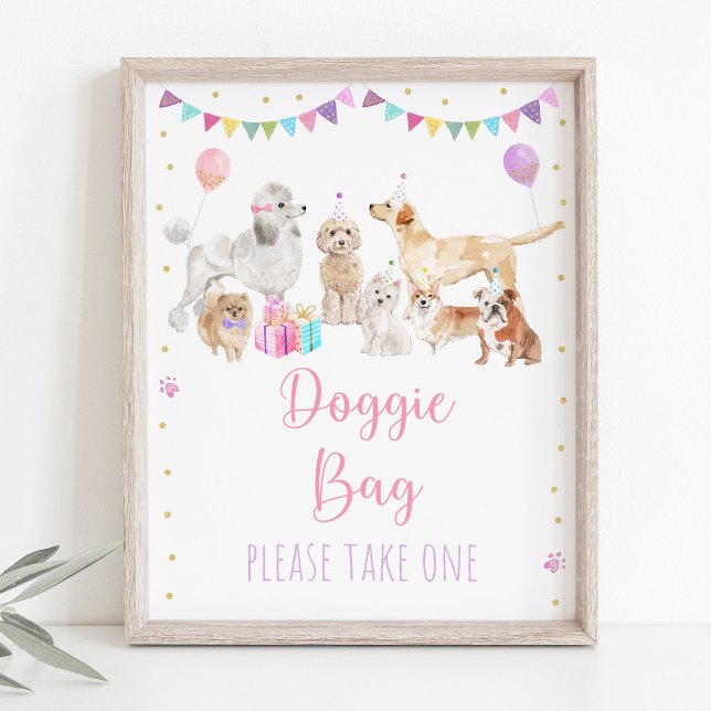 Puppy Dog Pink Girl Birthday Favor Sign (Creator Uploaded)