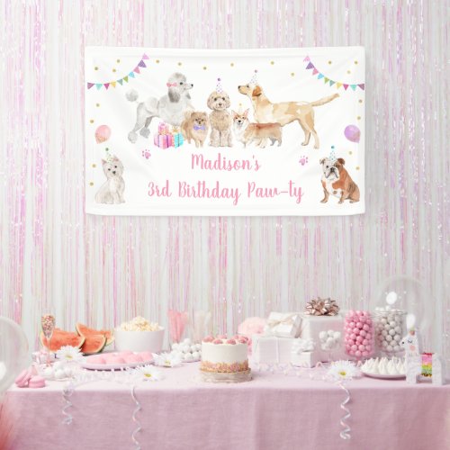 Puppy Dog Pink Girl Paw_ty Birthday Banner