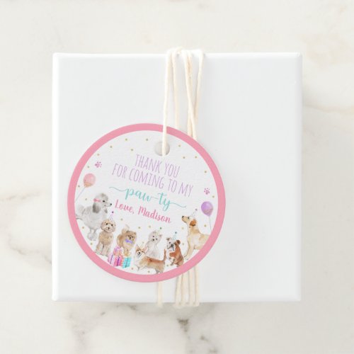 Puppy Dog Pink Girl Paw_ty Birthday Favor Tags