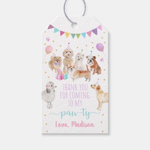 Puppy Dog Pink Girl Paw_ty Birthday Gift Tags