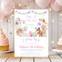 Puppy Dog Pink Girl Paw-ty Birthday Invitation