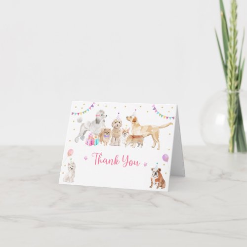 Puppy Dog Pink Girl Paw_ty Birthday Thank You Card