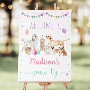 Puppy Dog Pink Girl Paw-ty Birthday Welcome Foam Board