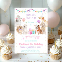 Puppy Dog Pink Gold Girl Paw-ty Birthday Invitation