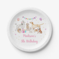 Puppy Dog Pink Gold Paw-ty Girl Birthday 