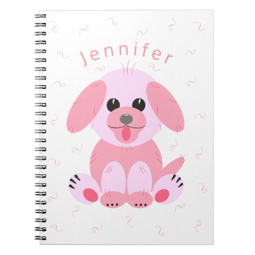 Puppy Dog Pink Personalized Cartoon Simple Notebook