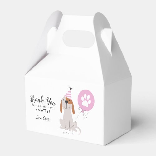 Puppy Dog Pink Thank You Birthday Party Favor Boxes