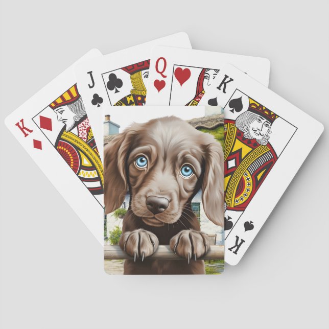 Puppy Dog Playing Stocking Stuffer Poker Cards (Back)