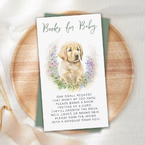 Puppy Dog Sage Green Baby Shower Book Request Enclosure Card