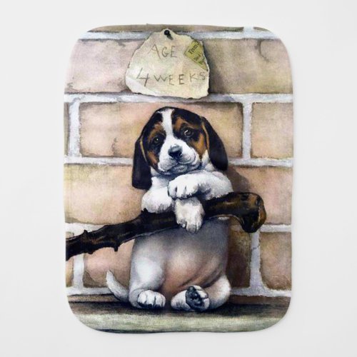 Puppy dog sale cute vintage illustration beagle  baby burp cloth