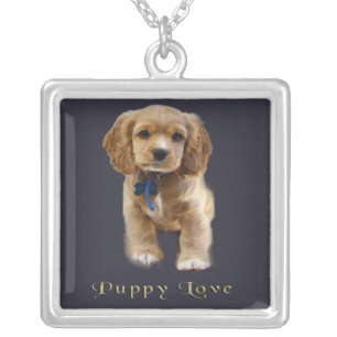 Puppy dog silver plated necklace