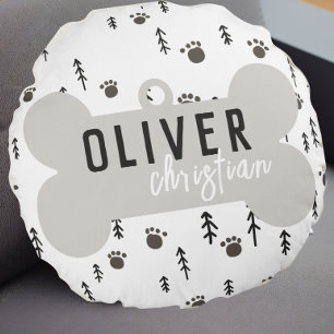 Puppy Dog Tag Neutral Custom Round Pillow