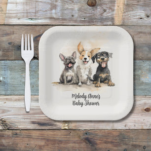 Puppy Dog Tails Baby Boy Baby Shower Paper Plates