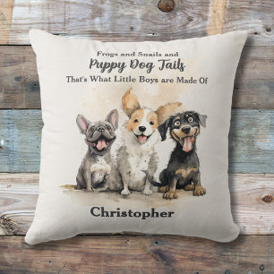 Puppy Dog Tails Baby Boy Personalized Throw Pillow