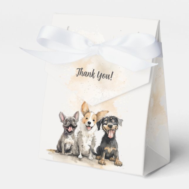 Puppy Dog Tails Boy Baby Shower Thank You Favor Boxes (Front Side)
