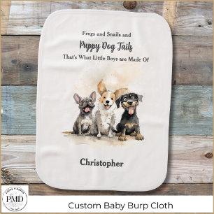 Puppy Dog Tails Rhyme Baby Boy Personalized Baby Burp Cloth