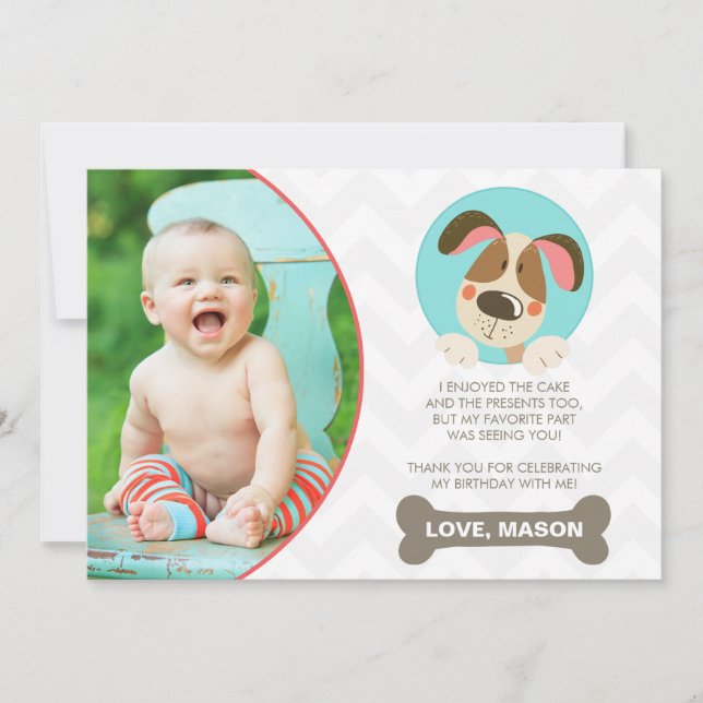 Puppy Dog Thank You Card Photo Paw-Ty Paw Tie Boy (Front)