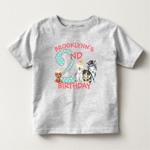 Puppy Dog Theme 2nd Birthday Toddler T_shirt