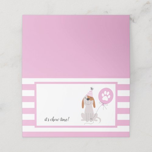 Puppy Dog Theme Birthday Pink Food Tent Place Card