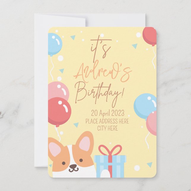 Puppy Dog Theme children's Birthday  Invitation (Back)