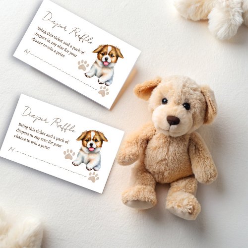 Puppy dog themed baby shower diaper raffle enclosure card