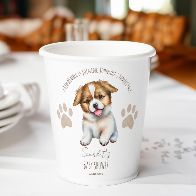 Puppy dog themed baby shower table decor paper cups (Puppy dog themed baby shower personalized table decor monogrammed paper cups cute puppy cups)