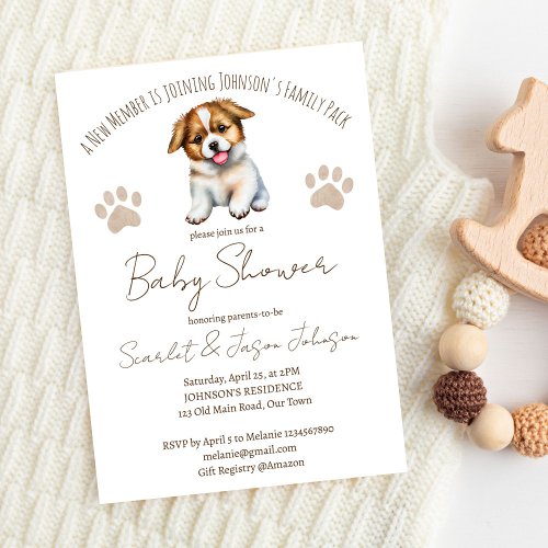 Puppy dog themed baby shower template