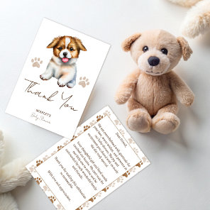 Puppy dog themed baby shower thank you card