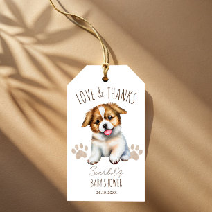Puppy dog themed baby shower thank you favor gift tags