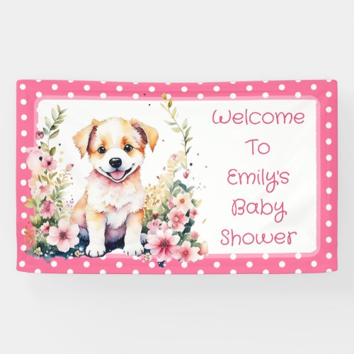 Puppy Dog Themed Personalized Baby Shower Banner