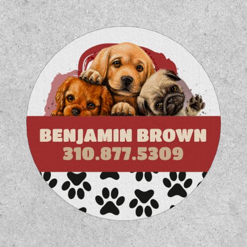 Puppy Dog Trio Red Brown Black Personalized Patch
