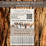 Puppy Dog Walker Sitter QR Code Modern Tearoff Flyer<br><div class="desc">I can imagine how competitive it is out there in the dog walking/sitting world. This makes having a professional brand and marketing all the more important. My tearoff flyers are perfect for dog walkers, dog sitters, pet services, dog trainers, stationary pet care, and dog boutiques. These flyers feature adorable watercolor...</div>