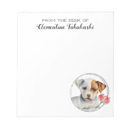 Puppy Dog Watercolor Art Personalized Notepad