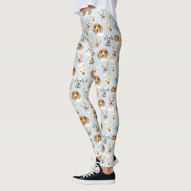 Puppy Dog Watercolor Pattern Leggings (Left)
