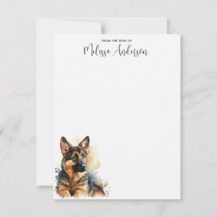 Puppy Dog Watercolor Personalized German Shepherd Note Card