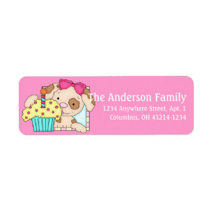 Puppy Dog with Cupcake Birthday Address Labels d2