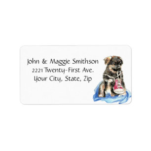 Puppy Dog with Running Shoe art Address label